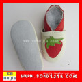 Factory supplier supermarket genuine cow leather red owl embroidered cheap white baby shoes